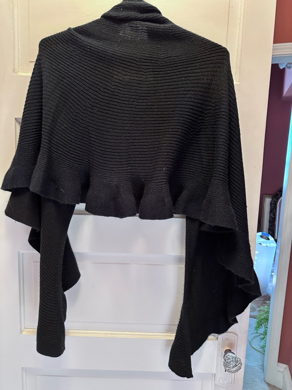 Preston & York Black Knit Open-Front Sweater Wrap - Picture 2 of 3